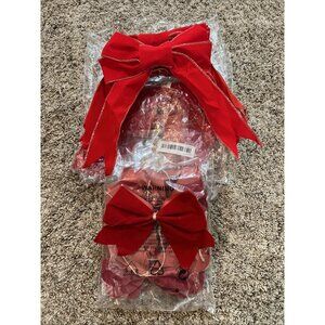 Lot of 22 Red Christmas Bows With Gold Trim & Plain Red Home Decor Holidays